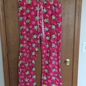 Just Be Pink Owl Fuzzy Pajama Pants